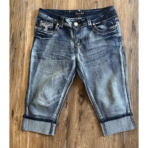 Sweet Look Juniors Embellished Pockets Denim Capri Jeans Size 13